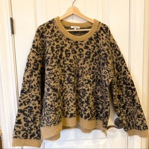 Madewell crew neck sweater in leopard